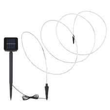 Solární svítidlo, hliník, plast černý, plast, světýlka na hliníkovém drátě, ohýbatelné, IP44, vypínač, včetně 1xAA 600mAh Ni-Mh, DxŠxV:4200x60x280, včetně 48xLED 0,06W 3V, 3000K