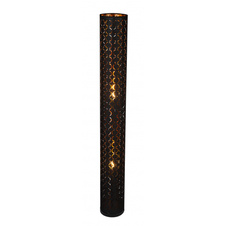 Stojanové svítidlo, kov černý, textil černý a zlatý, stínítko s děrováním, vypínač, Ø 150, V: 1190, bez žárovek 2xE27, max. 40W 230V