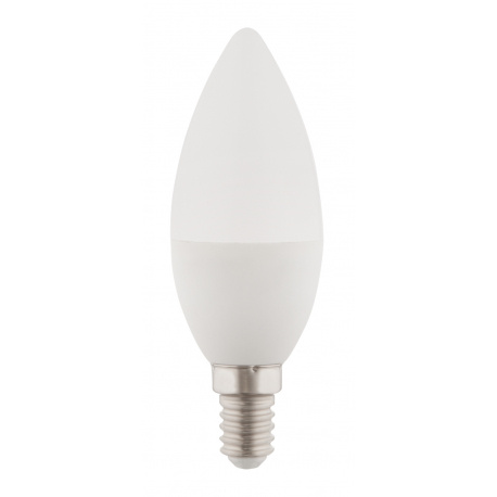 LED žárovka, hliník, plast opál bílý, tvar svíčky, stmívatelná, Ø37, V: 100, 1xE14 LED 5W 230V, 400lm, 4000K