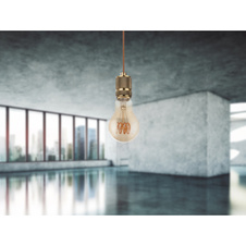 LED žárovka, zlatá, sklo jantar, E27 Edison, stmívatelná, Ø6cm, V:12,5cm, 1xE27 LED 4,5W 230V, 200lm, 1800K