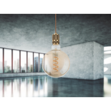 LED žárovka, zlatá, sklo jantar, E27 Edison, GLOBE, stmívatelná, Ø12,5cm, V:17,5cm, 1xE27 LED 4,5W 230V, 200lm, 1800K