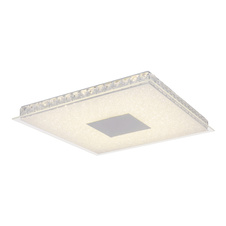 Stropní svítidlo, kov stříbrný, sklo opál, plastové křišťály průhledné, DxŠxV: 400x400x40 včetně 1xLED 24W 230V, 1600lm, 4000K