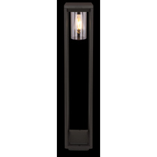 Venkovní, stojací svítidlo, hliník, černý matný, plast průhledný, IP44, DxŠxV: 15x15x80cm, bez 1xE27 LED 15W 230V