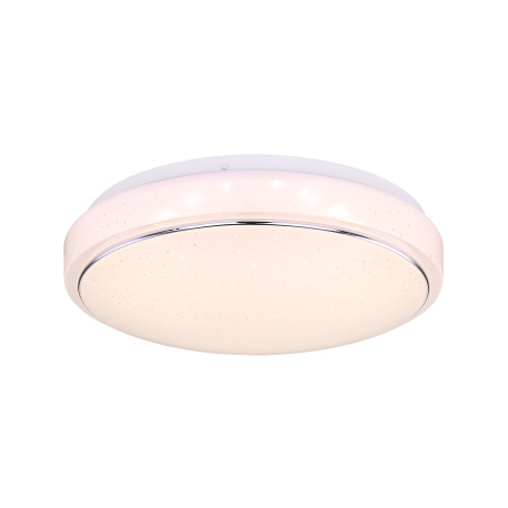 Stropní svítidlo, kov bílý, plast bílý, chrom, třpytivý efekt, Ø29cm, V:8cm, včetně 1xLED 18W 230V, 1750lm, 3000K