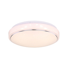 Stropní svítidlo, kov bílý, plast bílý, chrom, třpytivý efekt, Ø29cm, V:8cm, včetně 1xLED 18W 230V, 1750lm, 3000K