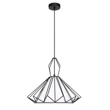 Závěsné svítidlo, kov černý, textil bílý, Ø 400, V: 1200, bez žárovky 1xE27, max. 60W 230V