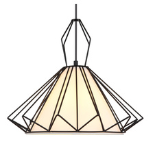 Závěsné svítidlo, kov černý, textil bílý, Ø 400, V: 1200, bez žárovky 1xE27, max. 60W 230V