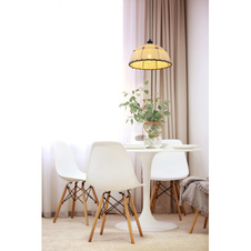 Závěsné svítidlo, kov černý matný, textil béžový, konopné lano, Ø30cm, V:120cm, bez žárovky 1xE27, max. 60W 230V