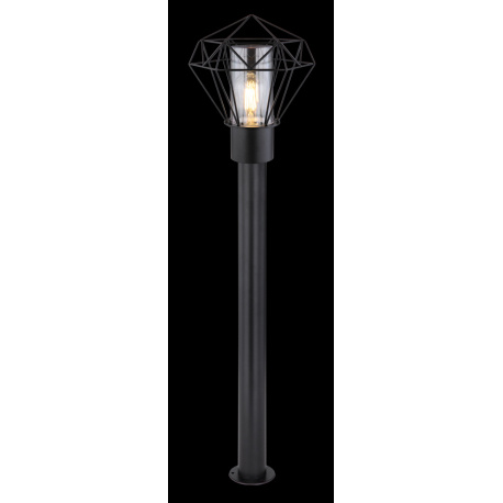Venkovní svítidlo, nerez ocel černá, kov černý, plast průhledný, IP44, Ø26cm, V:100cm, bez žárovky 1xE27 LED, max. 15W 230V