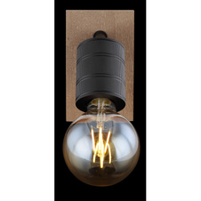 Nástěnné svítidlo, dřevo tmavohnědé, kov černý, vypínač, ŠxV: 10x17cm, H:18cm, bez žárovky 1xE27, max.60W 230V