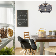 Závěsné svítidlo, kov černý a zlatý, Ø35cm, V:150cm, bez žárovky 1xE27, max. 60W 230V