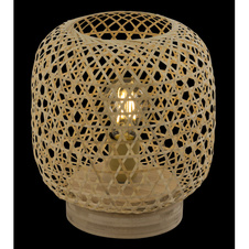 Stolní lampa, bambus, bambusové opletení, černý kabel 1,7 m, vypínač, Ø24cm, V:27cm, bez žárovky 1xE27, max. 60W 230V