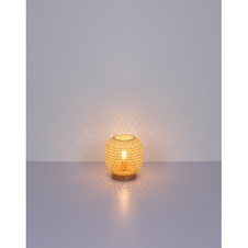 Stolní lampa, bambus, bambusové opletení, černý kabel 1,7 m, vypínač, Ø24cm, V:27cm, bez žárovky 1xE27, max. 60W 230V