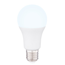 LED žárovka, plast opál bílý, RGB+bílá, kompatibilní s Google Assistant a Alexa, mob. aplikace, dálkové ovládání, stmívatelné, měnič a fixace barvy, Ø6cm, V:11,5cm, E27 RGBW LED 10W 230V, 850lm, změna barvy světla 2700-6500K