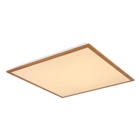 Stropní svítidlo, hliník, imitace dřeva, plast opál, DxŠxV: 450x450x65 včetně 1xLED 24W 230V, zdroj 2100lm, výstup 1500lm, 3000K