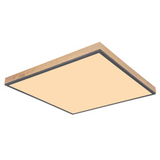 Stropní svítidlo, hliník, grafit, MDF imitace dřeva, akryl bílý, rám imitace dubu, DxŠxV: 59x59x7cm, včetně 1xLED 36W 230V, zdroj 3800lm, výstup 2250lm, 3000K