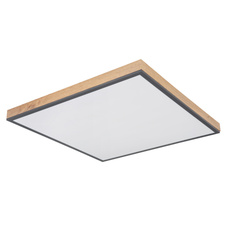 Stropní svítidlo, hliník, grafit, MDF imitace dřeva, akryl bílý, rám imitace dubu, DxŠxV: 59x59x7cm, včetně 1xLED 36W 230V, zdroj 3800lm, výstup 2250lm, 3000K