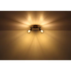 Bodové svítidlo, kov černý, dřevo hnědé, DxŠxV: 22x10x18cm, bez žárovek 2xE14, max. 40W 230V