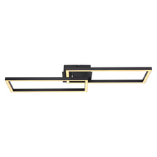 Stropní svítidlo, kov černý, plast opál bílý, DxŠxV: 71x23x8cm, včetně 1xLED 24W 230V, 2800lm zdroj, 1200lm výstup, 3000K