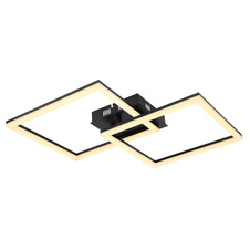 Stropní svítidlo, kov černý, plast opál bílý, DxŠxV: 47x47x6cm, včetně 1xLED 36W 230V, 3700lm zdroj, 2700lm výstup, 3000K