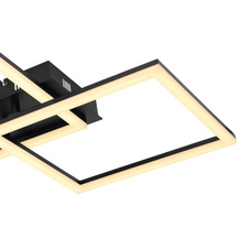 Stropní svítidlo, kov černý, plast opál bílý, DxŠxV: 47x47x6cm, včetně 1xLED 36W 230V, 3700lm zdroj, 2700lm výstup, 3000K
