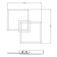 Stropní svítidlo, kov černý, plast opál bílý, DxŠxV: 47x47x6cm, včetně 1xLED 36W 230V, 3700lm zdroj, 2700lm výstup, 3000K