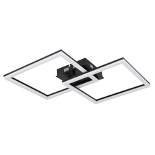 Stropní svítidlo, kov černý, plast opál bílý, DxŠxV: 47x47x6cm, včetně 1xLED 36W 230V, 3700lm zdroj, 2700lm výstup, 3000K