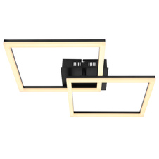 Stropní svítidlo, kov černý, plast opál bílý, DxŠxV: 47x47x6cm, včetně 1xLED 36W 230V, 3700lm zdroj, 2700lm výstup, 3000K