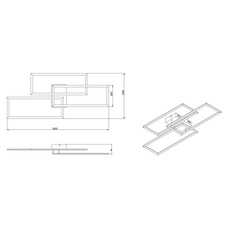 Stropní svítidlo, kov černý, plast bílý, paměťová funkce, stmívatelné, dálkové ovládání, fixace barvy, včetně 2xAAA, DxŠxV: 90x40x8cm, včetně 1xLED 58W 230V, 5500lm zdroj, 4300lm výstup, změna barvy světla 3000-6500K