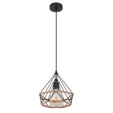 Závěsné svítidlo, kov černý matný, konopné lano hnědé, Ø25cm, V:150cm, bez žárovky 1xE27, max. 40W 230V