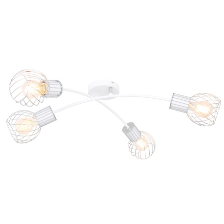 Stropní svítidlo, chrom, kov bílý matný, chrom, nastavitelné, DxŠxV: 780x380x210, bez žárovek 4xE27, max. 40W 230V