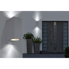 Venkovní svítidlo, hliník antracit, sklo průhledné, svítí směrem nahoru a dolů, IP44, ŠxV: 7x15cm, H:9cm, bez žárovek 2xGU10 35W 230V