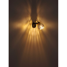 Stropní svítidlo, kov černý, kov zlatý, stínítko s dekorativním děrováním, Ø250, V: 175, bez žárovek 3xE14, max. 40W 230V