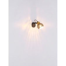 Stropní svítidlo, kov černý, kov zlatý, stínítko s dekorativním děrováním, Ø250, V: 175, bez žárovek 3xE14, max. 40W 230V