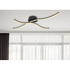 Stropní svítidlo, kov černý, akryl, akrylové křišťály průhledné, 1 otočné rameno, 61cm dlouhé, DxŠxV: 91x60x13cm, včetně 1xLED 20W 230V, 2200lm zdroj, 1300lm výstup, 3000K