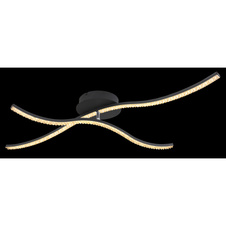 Stropní svítidlo, kov černý, akryl, akrylové křišťály průhledné, 1 otočné rameno, 61cm dlouhé, DxŠxV: 91x60x13cm, včetně 1xLED 20W 230V, 2200lm zdroj, 1300lm výstup, 3000K