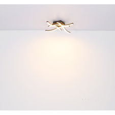 Stropní svítidlo, kov černý, imitace dřeva, akryl bílý, DxŠxV: 51x13x8cm, včetně 1xLED 12W 230V, zdroj 1460lm, výstup 800lm, 3000K