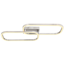 Stropní svítidlo, kov nikl, plast opál, DxŠxV: 63x31x6cm, včetně 1xLED 24W 230V, 2600lm zdroj, 970lm výstup, 3000K