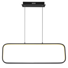 Závěsné svítidlo, kov černý, plast opál, DxŠxV: 80x27x120cm, včetně 1xLED 24W 230V, 2700lm zdroj, 960lm výstup, 3000K