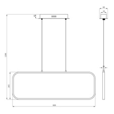 Závěsné svítidlo, kov černý, plast opál, DxŠxV: 80x27x120cm, včetně 1xLED 24W 230V, 2700lm zdroj, 960lm výstup, 3000K