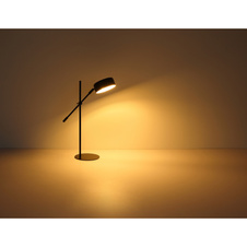 Stolní lampa, kov, černá, plast satinovaný, nastavitelná s jedním kloubem, kabel 1,5m, vypínač, DxŠxV: 42x16x50cm, bez žárovky 1xE14, max. 25W 230V