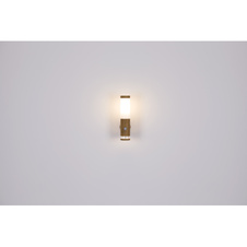 Venkovní svítidlo, ocel ve vzhledu dřeva, plast opál, dekorativní LED, IP44, senzor 90°, dosah 8m, 2 nastavení, ŠxV: 9x35cm, H:15cm, bez žárovky 1xE27, 15W 230V, dekorativní 1xLED 1,2W 230V, 101lm zdroj, 60lm výstup, 3000K