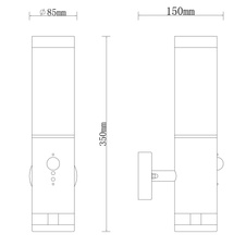 Venkovní svítidlo, ocel ve vzhledu dřeva, plast opál, dekorativní LED, IP44, senzor 90°, dosah 8m, 2 nastavení, ŠxV: 9x35cm, H:15cm, bez žárovky 1xE27, 15W 230V, dekorativní 1xLED 1,2W 230V, 101lm zdroj, 60lm výstup, 3000K