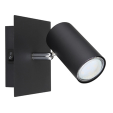 Nástěnné svítidlo, kov černý, vypínač, ŠxV: 130x140, H: 120, bez žárovky 1xGU10, max. 25W 230V