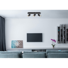 Stropní svítidlo, kov černý, DxŠxV: 450x90x120, bez žárovek 3xGU10, max. 35W 230V