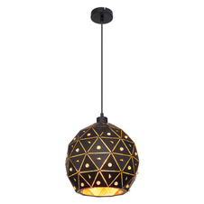 Závěsné svítidlo, kov černý matný, krystaly K9 čiré, stínítko uvnitř zlaté, Ø25cm, V:120cm, bez žárovky 1xE27, max. 60W 230V