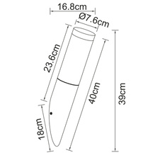 Venkovní svítidlo, ocel ve vzhledu dřeva, plast bílý, IP44, Ø8cm, V:39cm, H:17cm, bez žárovky 1xE27, max. 23W 230V