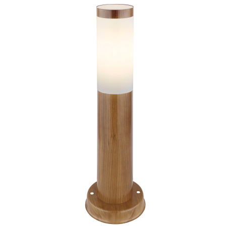 Venkovní svítidlo, ocel ve vzhledu dřeva, plast bílý, IP44, Ø13cm, V:45cm, bez žárovky 1xE27, max. 23W 230V