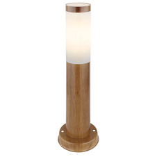 Venkovní svítidlo, ocel ve vzhledu dřeva, plast bílý, IP44, Ø13cm, V:45cm, bez žárovky 1xE27, max. 23W 230V