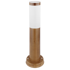 Venkovní svítidlo, ocel ve vzhledu dřeva, plast bílý, IP44, Ø13cm, V:45cm, bez žárovky 1xE27, max. 23W 230V